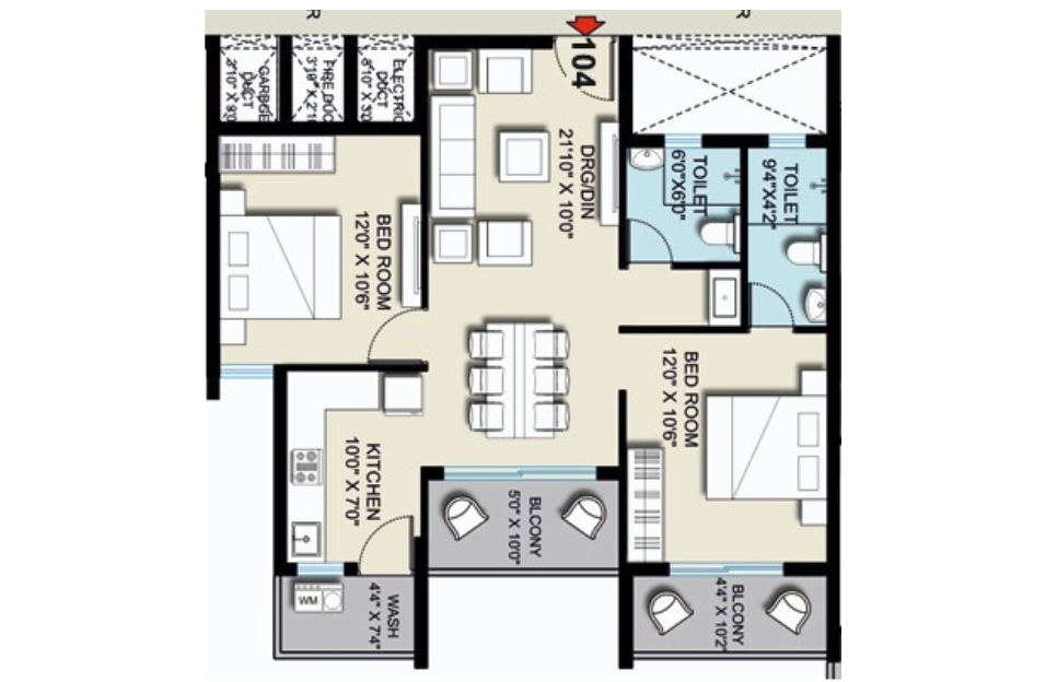 Click me 2BHK Floor Plan